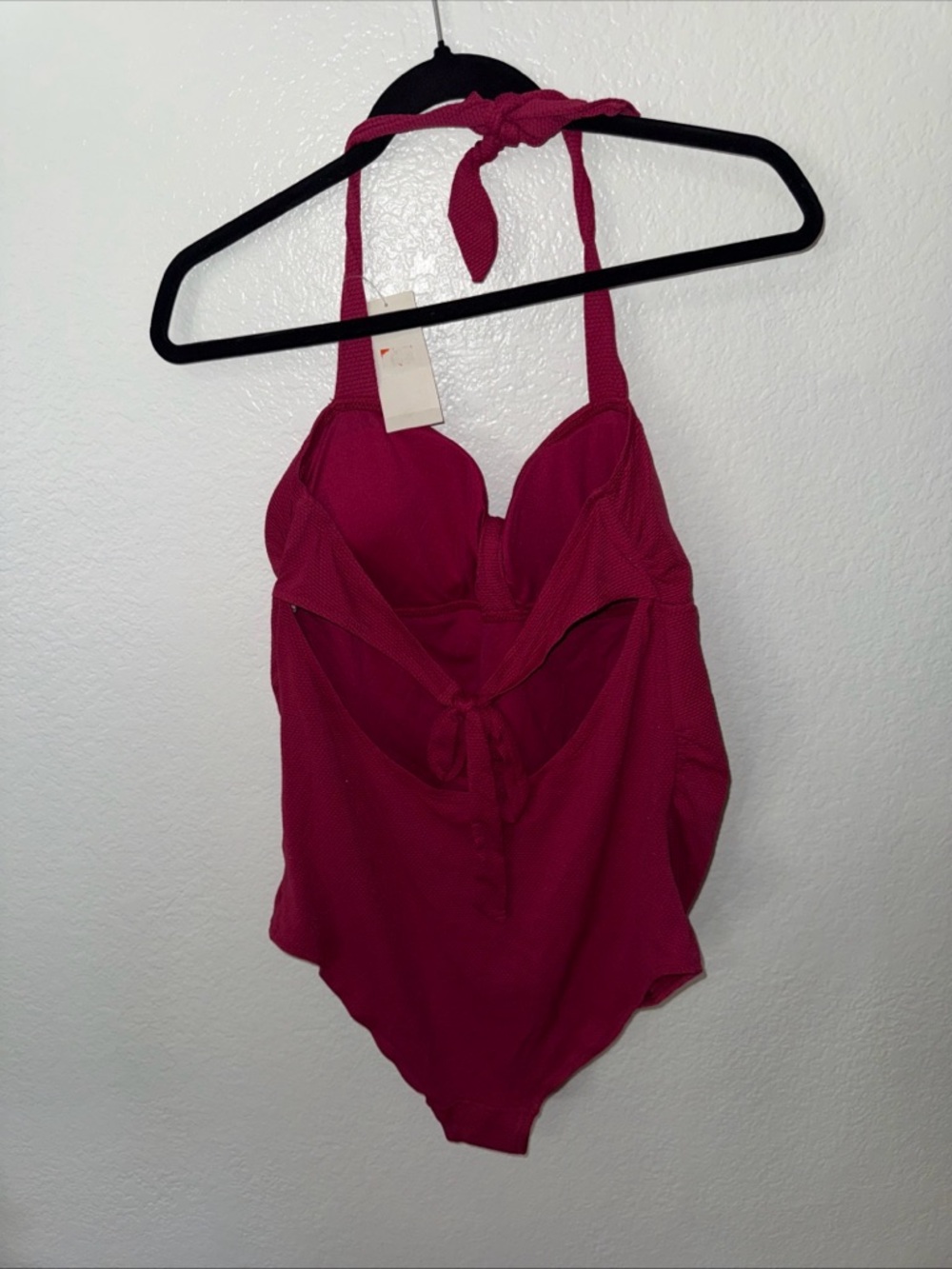 Halter One-Piece Swimsuit in Raspberry - Picture 2 of 4